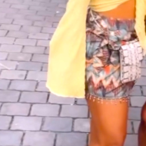 Tribal mini full skirt with wrap front- multi color - Picture 7 of 7